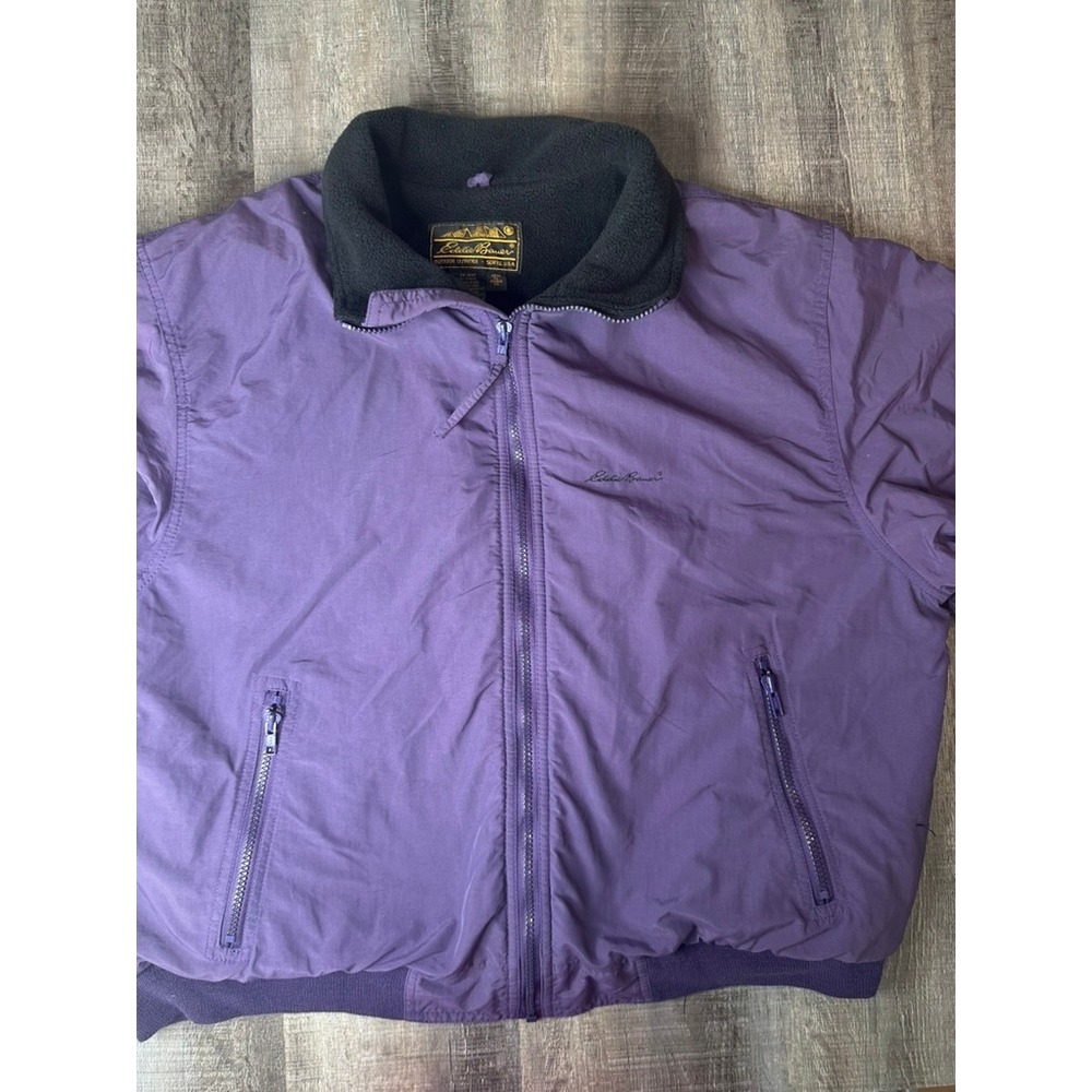Vintage Eddie Bauer Purple Fleece Lined Bomber Jacket Winter Mens XL Made in USA